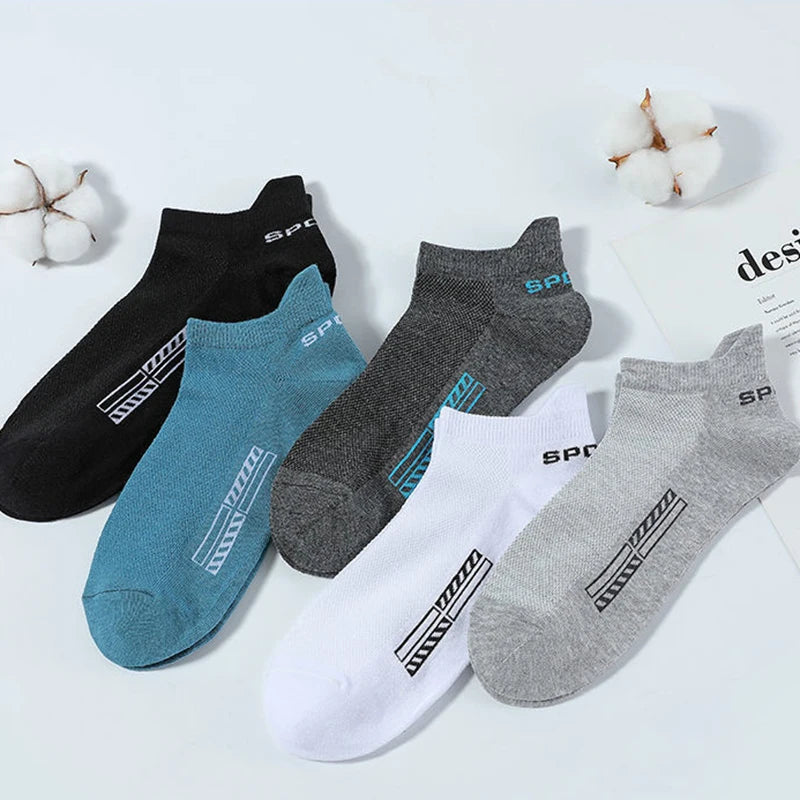 5 Paar kurze Baumwollsocken für Herren, hochwertige, tief geschnittene Crew-Socken für Damen, Knöchelsocken für Sport, atmungsaktives Mesh für den Sommer, lässige, weiche Herrensocken