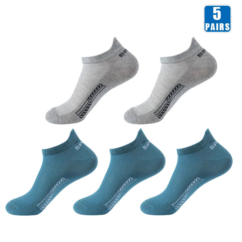 5 Paar kurze Baumwollsocken für Herren, hochwertige, tief geschnittene Crew-Socken für Damen, Knöchelsocken für Sport, atmungsaktives Mesh für den Sommer, lässige, weiche Herrensocken