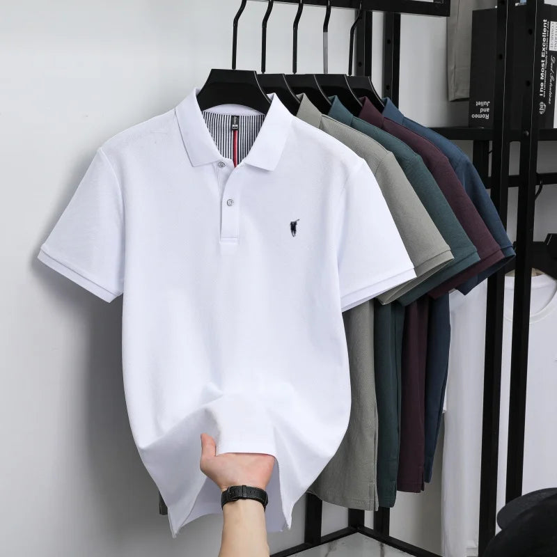 Polo-Shirt aus 100 % reiner Baumwolle, Kurzarm, High-End-Luxusmarke, Mode, Paul Pony Stickerei, Golf, Business Casual Herren T-Shirt Zweitbild