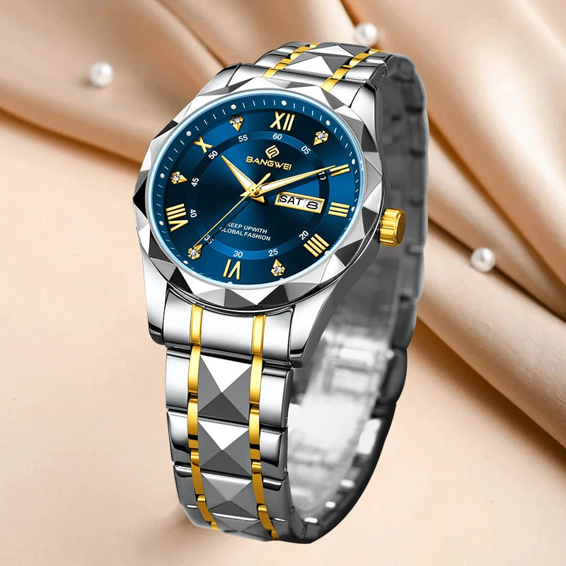 BANGWEI Elegante Luxus Quarz Damenuhr Mode Klassisch Einfach Edelstahluhren Automatisches Datum Wasserdicht Diamant Damen Armbanduhr