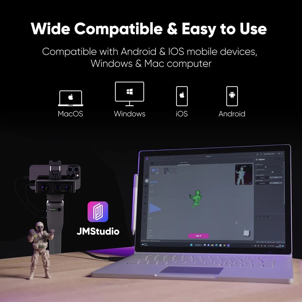 3DMakerpro Seal 3D Scanner, 0.05mm Resolution, 0.01mm Accuracy, 24-bit Color Capture, 5x More Detail Per Unit, Anti-shake Lens
