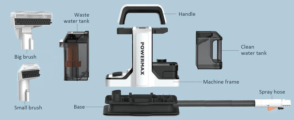 OMESER W05 Handstaubsauger Teppichreiniger 750W 15Kpa Kabelgebundenes punktuelles Reinigungsgerät Nass-Stoff-Teppich-Sofa-Reinigung Tragbar für Haustiere Auto