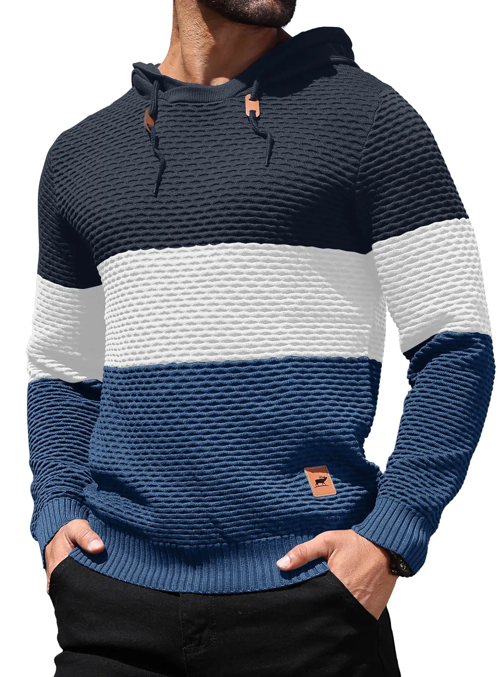 Herren Pullover Frühling Neu Sportlich Warm Figurbetont Gestrickt Pullover Hoodie Kordelzug Hoodies Freizeit Sweatshirt US Größe