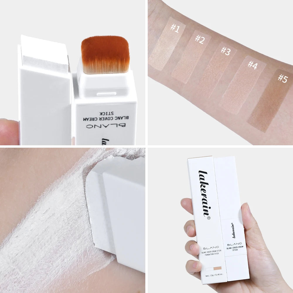 Foundation Stick Farbwechsel-Foundation mit abnehmbarem Pinsel Blanc Cover Cream Stick Farbwechselnde Basis Make-up mit hoher Deckkraft