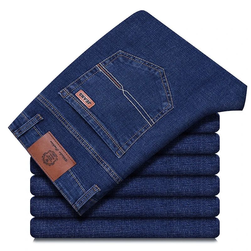 Wthinlee Neue Business Herren Jeans Casual Straight Stretch Fashion Klassische Blau Schwarze Arbeitshose Denim Hose Männer Kleidung