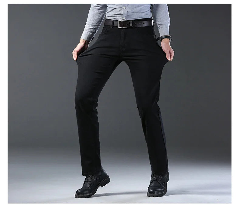 Wthinlee Neue Business Herren Jeans Casual Straight Stretch Fashion Klassische Blau Schwarze Arbeitshose Denim Hose Männer Kleidung