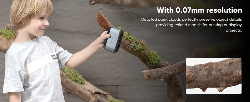 3DMakerpro Moose 3D Scanner, Al Visual Tracking, 0.07mm Resolution, 0.03mm Accuracy, Blue LED Light Source, 24-bit Color Camera, 10fps Frame Rate, Anti-Shake Lenses, Compatible with Windows/MacOS - Premium Version, Marker Fre
