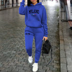 Herbst Winter Damen Sets 2-teilige Hoodies Hosen Anzug Sport Outfits 2025 MILANO Buchstaben-Print Ästhetische Kleidung Damen Trainingsanzug