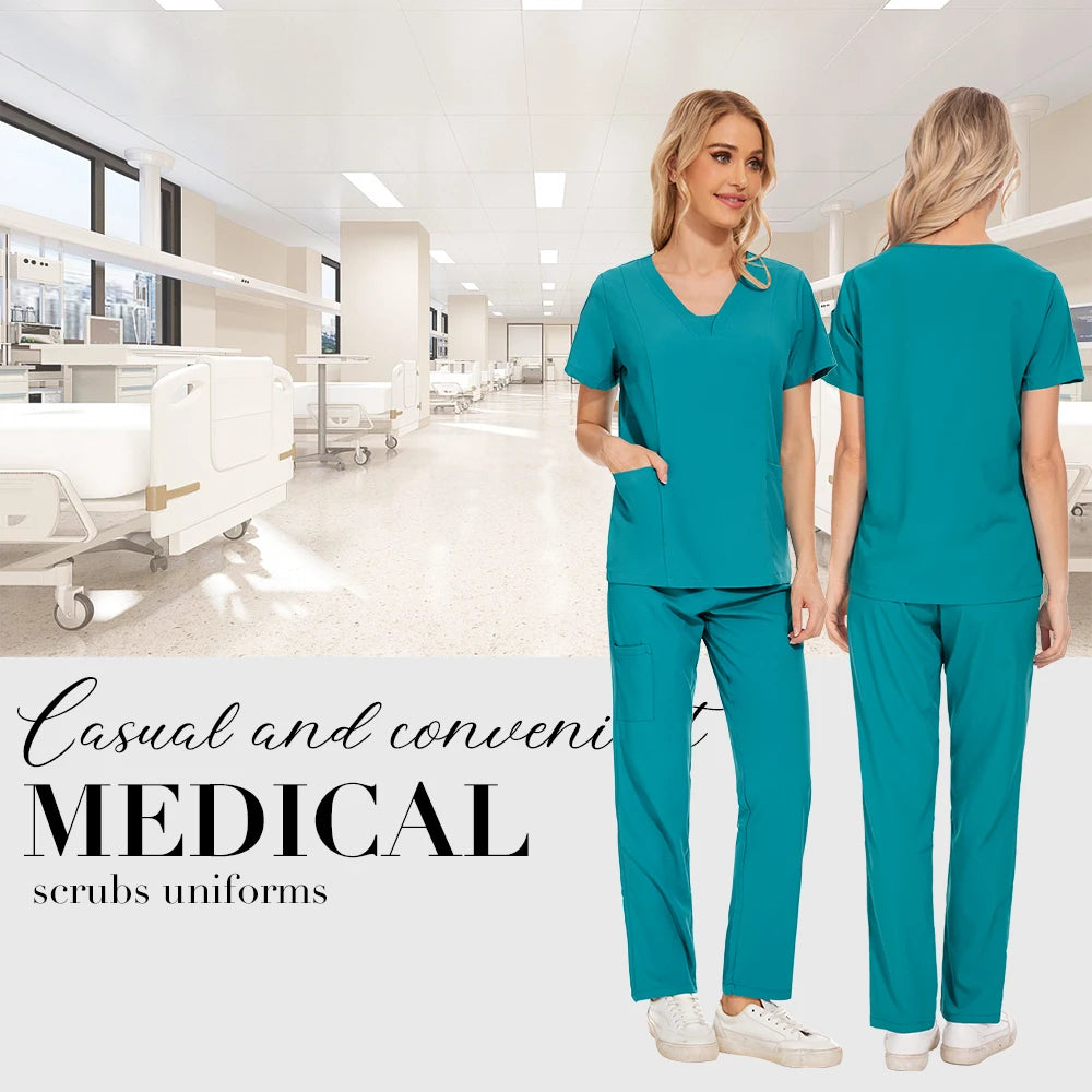 Niaahinn Scrubs Uniforms Sets Großhandel Medizinische Kasacks Stretch-Anzug Gesundheitswesen Pflegeuniform Unisex OP-Kasacks Damen Herren