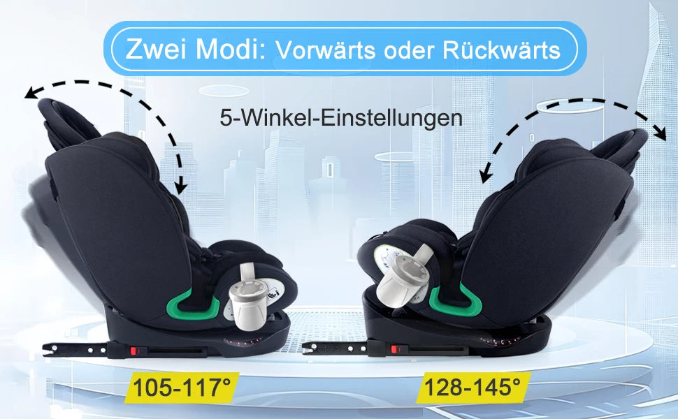 Kindersitze mit 360°-Drehfunktion ISOFIX für Babys, 5-Punkt-Gurt, 0-12 Jahre, geeignet für Neugeborene