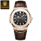 POEDAGAR Top Luxus Quadratische Herrenuhr Datum Wasserdicht Leuchtend Herren Armbanduhr Hochwertige Leder Herren Quarzuhren+Box Reloj