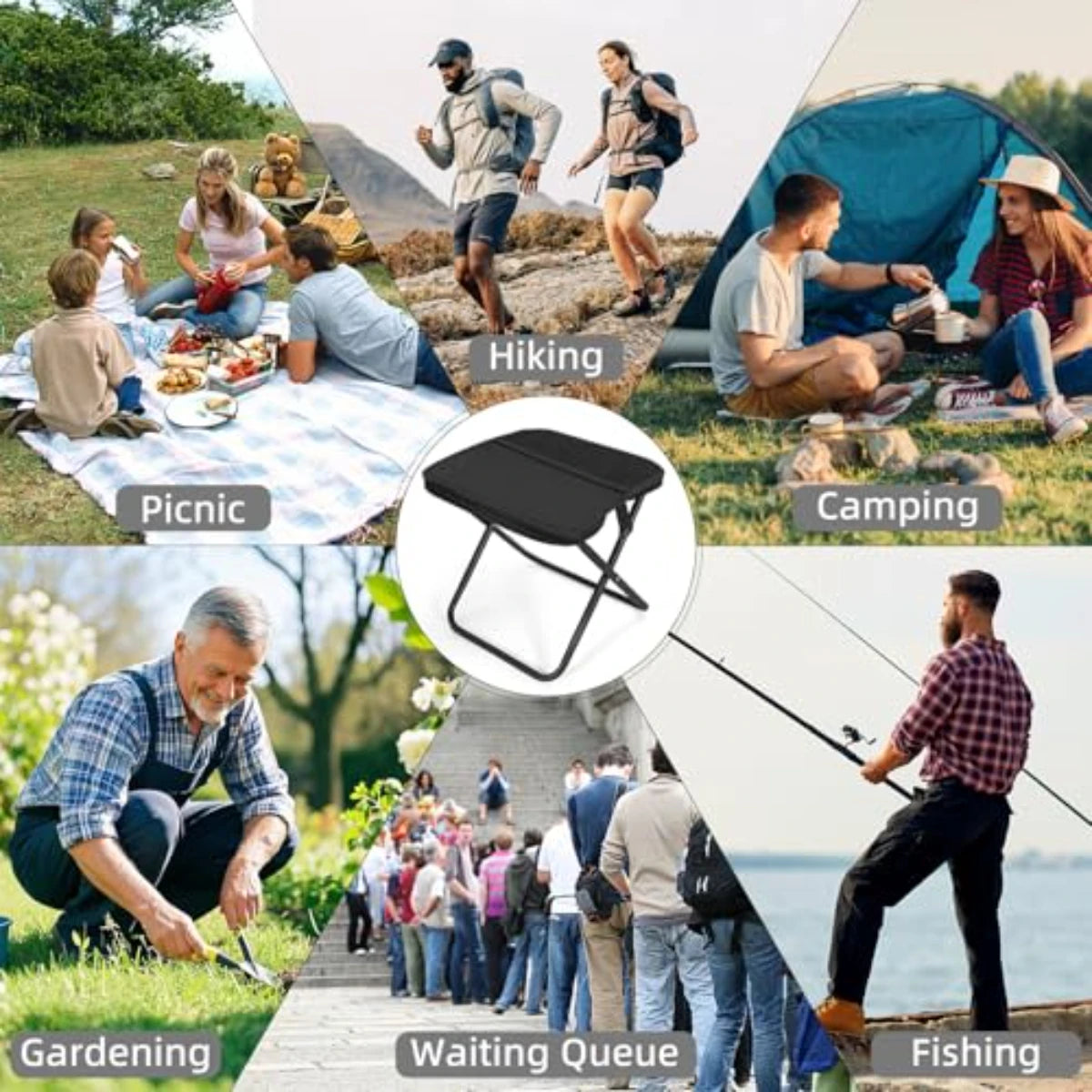 Tragbare Klapp-Angelausrüstung Leichtes Gestell aus Eisenlegierung Klappbare Outdoor Camping Picknickbank Handtasche Kompakter Robuster Hocker