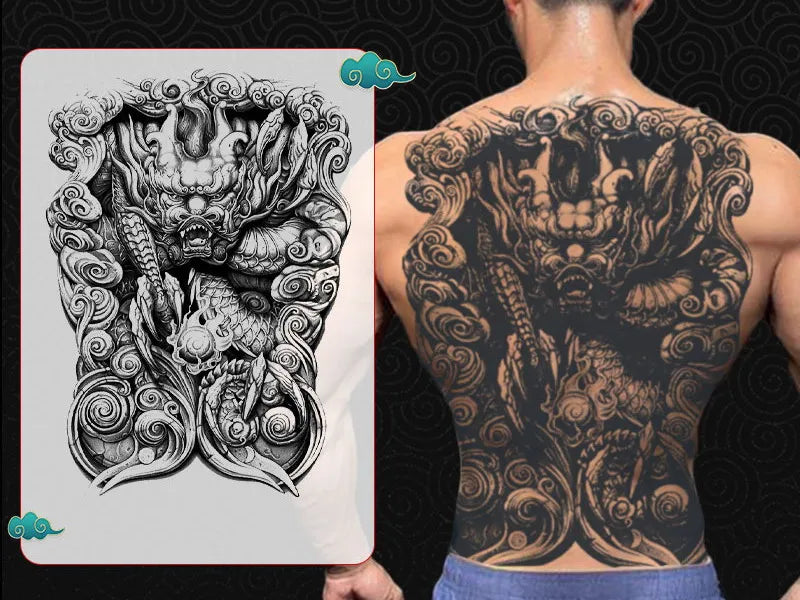 Magic Juice Tinte Wasserdichte Tattoo Aufkleber Große Größe Kräutersaft Temporäre Tattoos Männer Body Art Drache Tiger