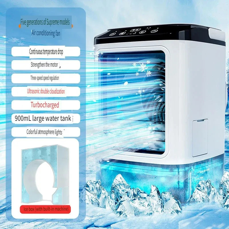 2026 Ultraschall-Mini-Klimaanlage 3-Stufen Tragbarer Kühler mit buntem Licht und Luftbefeuchter Zweitbild
