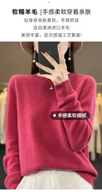 100 % Merinowolle Pullover Damen O-Ausschnitt Kaschmir Strickwaren Female Pullover Herbst Winter Freizeit Oberteile Einfarbig Weiche Kleidung