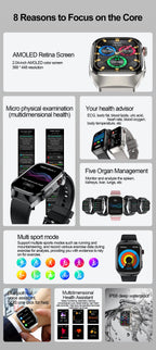 2026 Neue Pflegegrad-Harnsäure-Blutfettwerte Smartwatch Herren EKG+PPG Blutdruck Herzfrequenz Bluetooth Anruf Gesundheits-Smartwatch