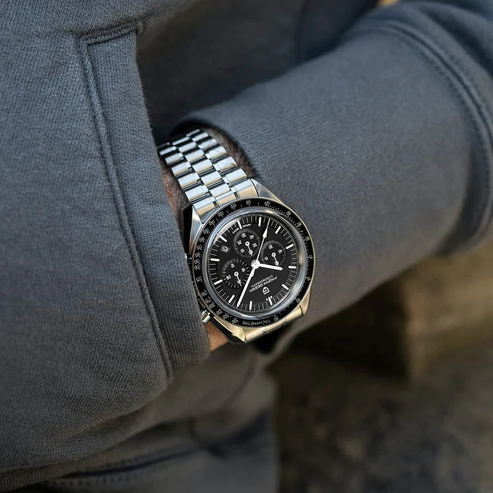 Neue PAGANI DESIGN Moon Men Uhr Retro-Luxus-Quarzuhren für Herren Edelstahl Sport wasserdicht Chronograph Herren+Mit BOX