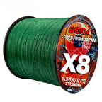 8 Strands Multifilament Angelschnüre Salzwasser Fliegen-Karpfen geflochtene Schnur X8 Spinnköder Angelschnur für Barsch 300m/500m 18lb-78lb