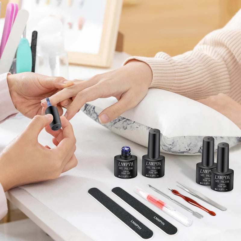 Nagelgellack-Kit mit LED-Nagellampe Semi-Permanent 27 Farben Soak Off Base & Top Coat Nagellack Maniküre-Set für Nagelstudio-Kit