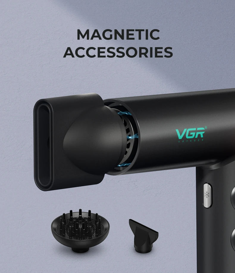 VGR Haartrockner Professioneller Haartrockner BLDC-Motor Haarstyling-Föhnmaschine 110000 U/min Negativ-Ionen Salon-Gebläse V-401