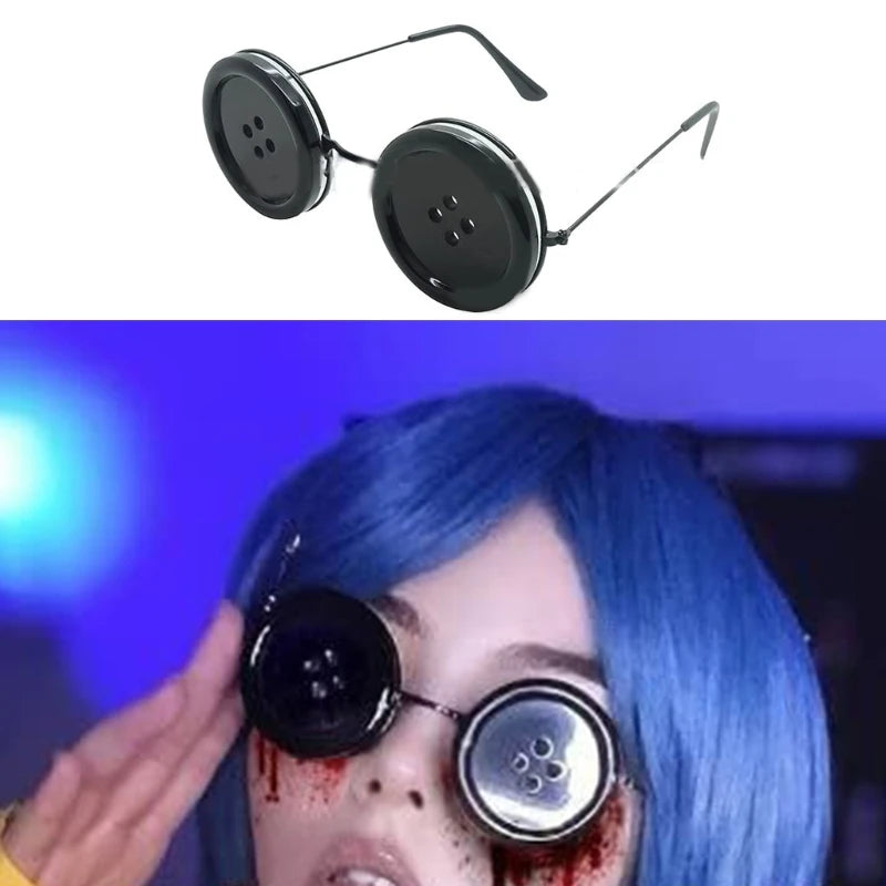Coraline Knopfaugen-Brille Halloween Cosplay Brillen Requisiten Neuheit Lustige Brille für Andere-Mutter-Kostümzubehör