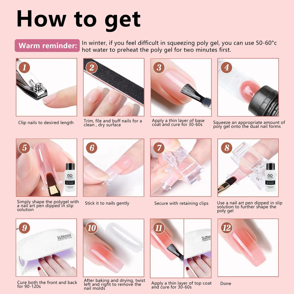39-teiliges Nagelverlängerungs-Gel-Kit – enthält alle grundlegenden Nagelwerkzeuge, einfach zu bedienen für Anfänger. Einfaches Aufbaugel für Salon-Nägel