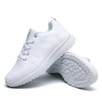 Damen Freizeitschuhe Mode Atmungsaktive Walking Mesh Flache Schuhe Sneakers Weiß Damen Fußbekleidung