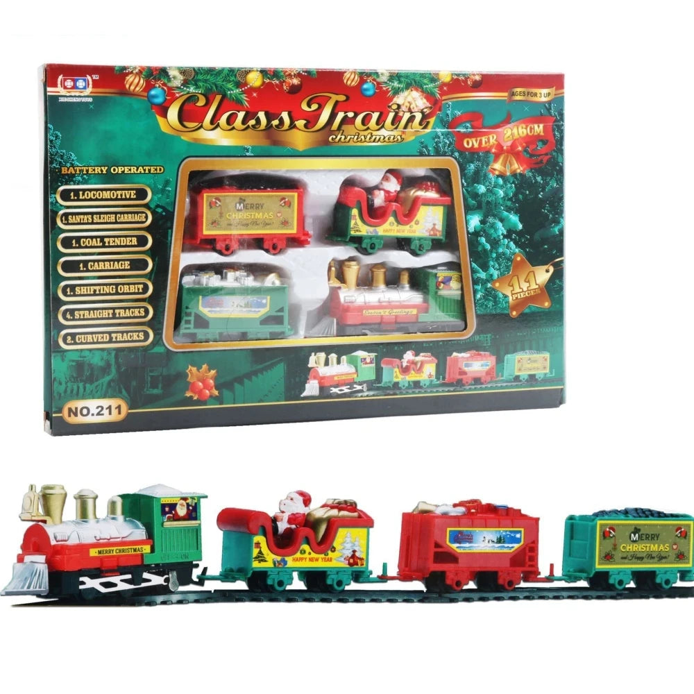Elektrische Weihnachtszug-Spielzeugset mit Licht und Sound, Zugschienen-Set, DIY-Eisenbahnschienen, Lernspielzeug für Kinderparty und Weihnachtsgeschenke