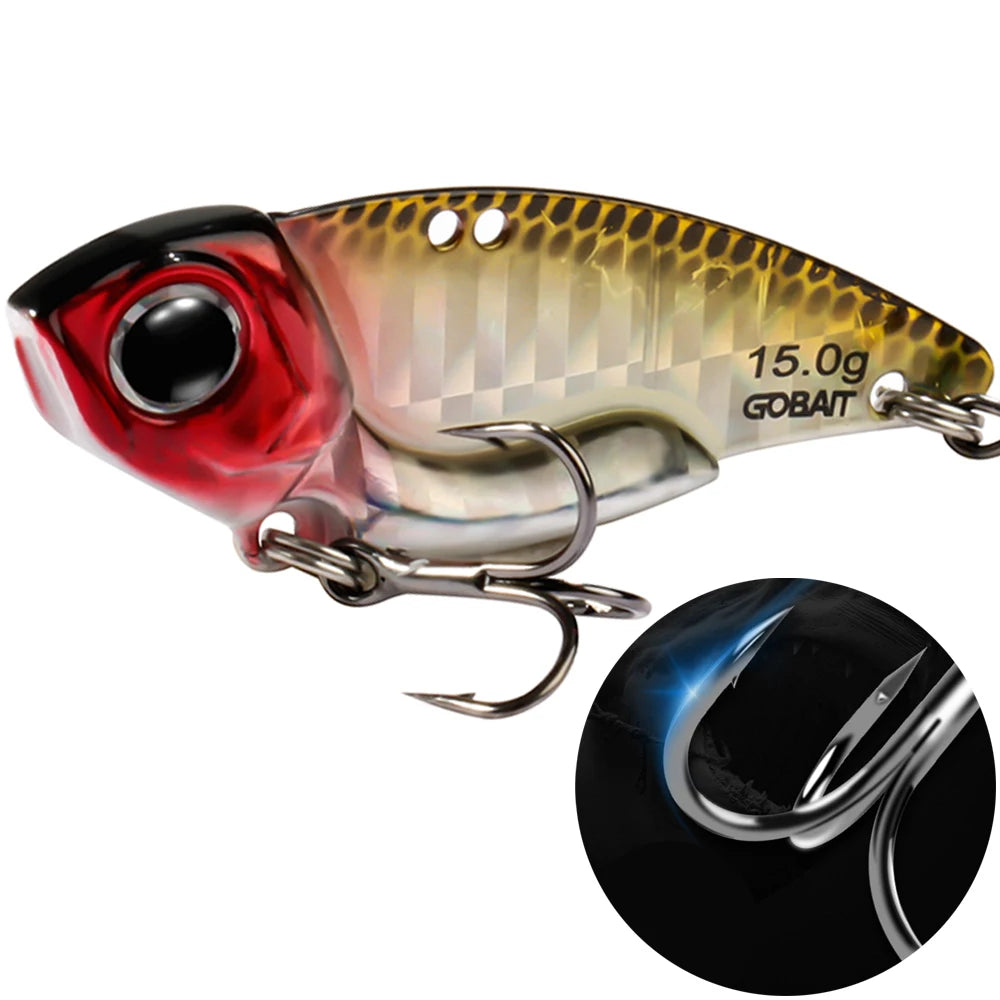 Metall Jig VIB Köder 7g 10g 15g Löffel Spinner Laserlackierung Angelgerät Drillinge Swimbait Pesca Bait Spinnerbait VIBRATION