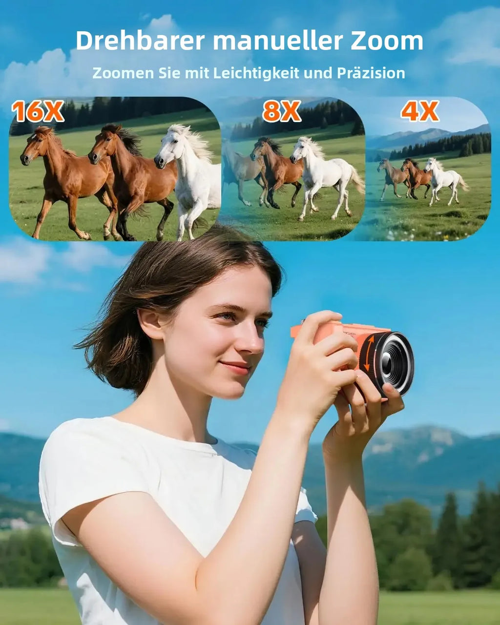 4K-Vlogging-Kamera, 180° drehbarer Bildschirm, Ringlicht & Beauty-Modus, Digitalkamera für Anfänger, 32-GB-SD-Karte enthalten, Weihnachtsgeschenk