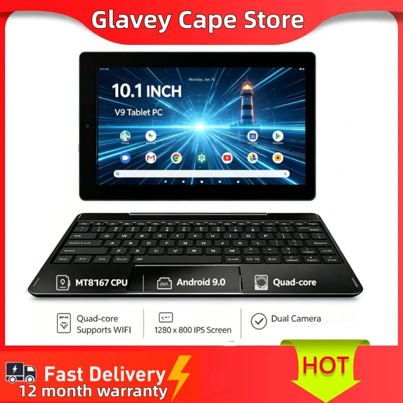 10,1 Zoll 2 GB RAM 32 GB ROM V9 Tablet-PC MT8167 CPU Android 9.0 Quad-Core unterstützt WIFI 1280 x 800 IPS-Bildschirm Dual-Kamera