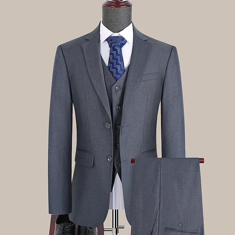 S-7XL Anzug Neu (Sakko + Weste + Hose) Koreanische Version der Slim-Fit-Arbeitskleidung Mode Business Herren Freizeit Hochzeits Gentleman-Anzug