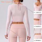 Yoga Sportshirt Blusen Pilates Crop Top Fitness Damen Langarm T-Shirt Oberteile Sweatshirt Sportbekleidung Damen Gym Yoga Kleidung