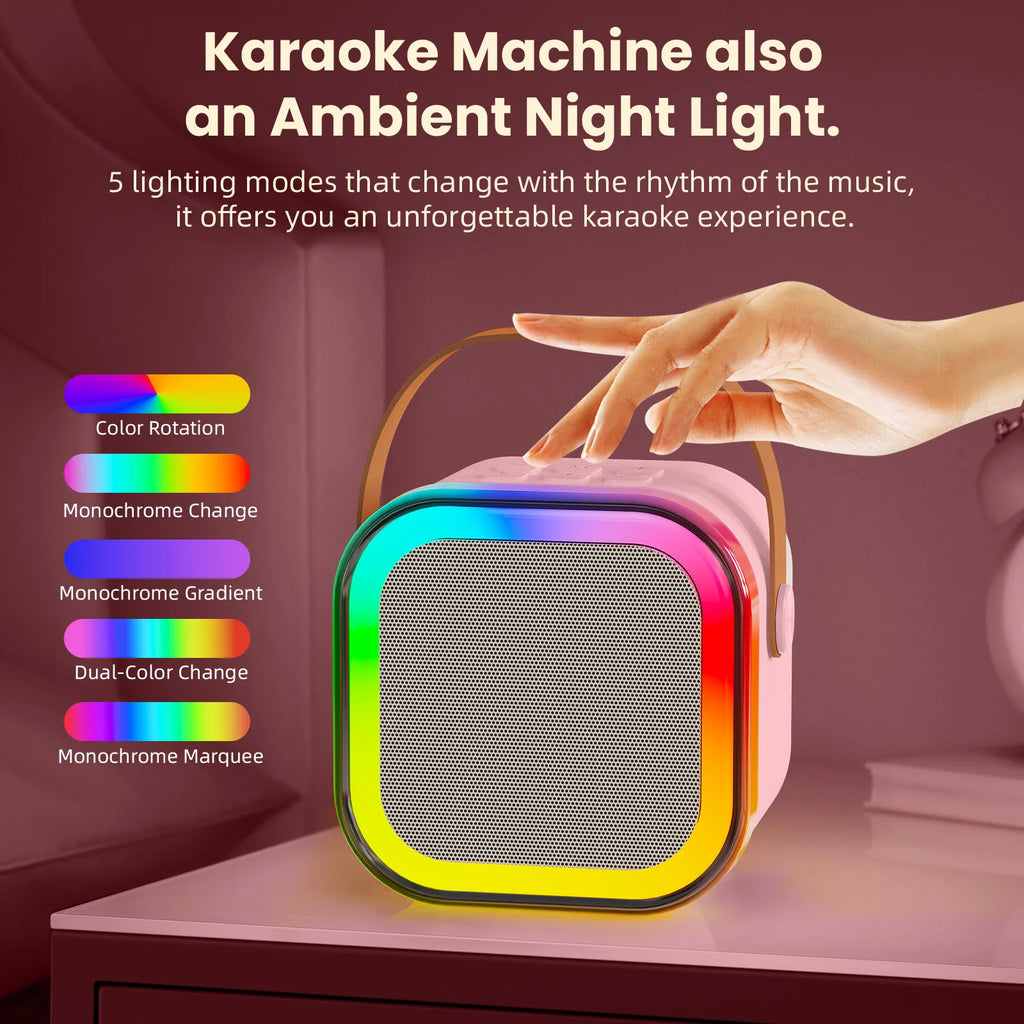 Viel Spaß mit der Party-Portable 2-teiligen Bluetooth Karaoke Maschine mit 5.3PA Lautsprechersystem, kabellosen Mikrofonen für Home Entertainment