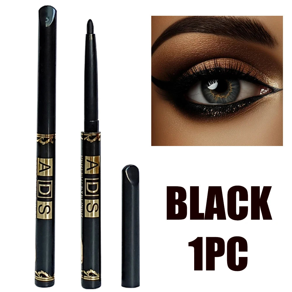 2 Stück wasserdichte schwarze braune Eyeliner-Stifte – wischfest, langanhaltend & anfängerfreundlich, glatt, hochpigmentiertes Punk-Augen-Make-up