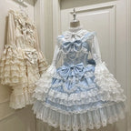 Japanisches Sommer-Kawaii-Lolita-Kleid Damen Party Vintage Süße Spitze Schleife Geburtstags-Kuchenkleider Harajuku Y2k Bandagenkleid