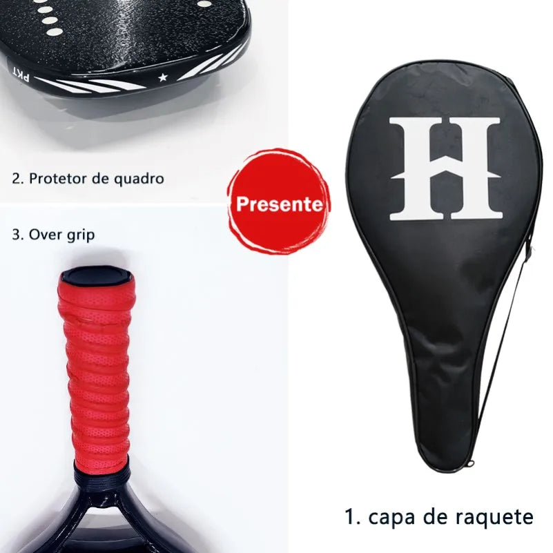 HOOWAN BLACKSHARK Beachtennis Schläger Carbon UD Graphit Raue Oberfläche Weicher Weißer EVA Kern Schläger Beachtennis 22MM
