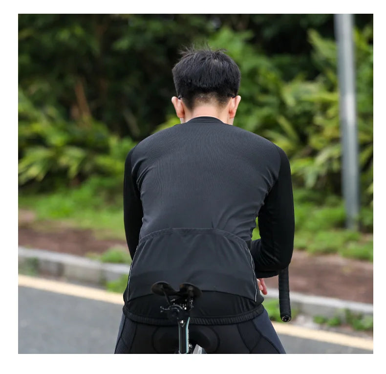 XINTOWN Herren Langarm-Radtrikot, Rennbekleidung für Frühling/Sommer, Export-Fahrradbekleidung, einfarbiges Langarm-Oberteil