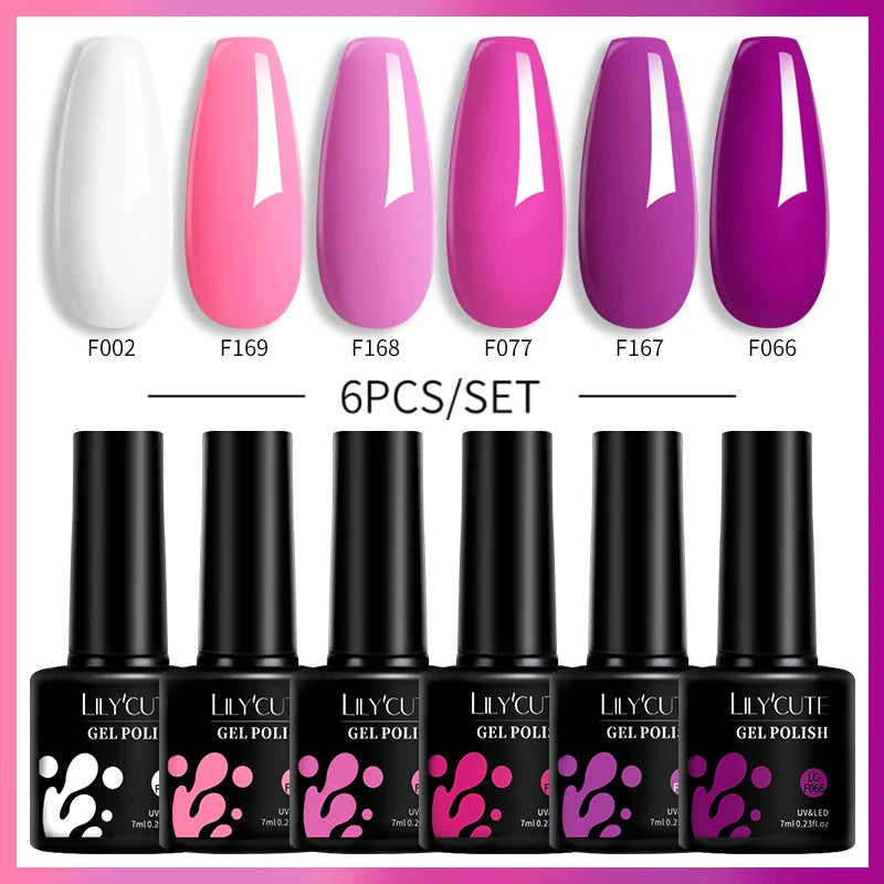 LILYCUTE 6PCS Gel-Nagellack-Set Sommer Neon Nagellack-Gel-Kits für DIY Nagel Semi-Permanenter UV-Lampe Gellack Nagellack-Set