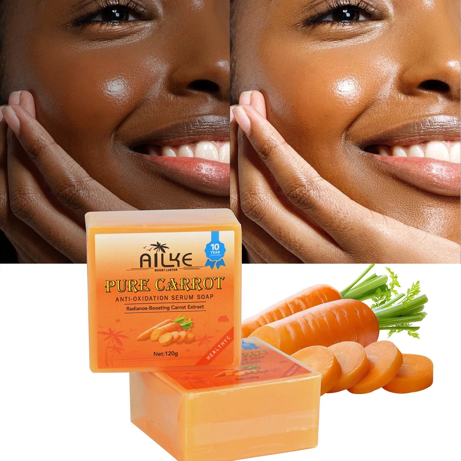 AILKE Pure Karotten Anti-Oxidations Serum Seife, aufhellend, reinigt Flecken, hautaufhellende Seife, mit Vitamin C, für Körper, Gesicht Hauptbild