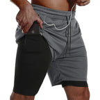 Herren Sportshorts Sportbekleidung Doppellagige Laufshorts 2-in-1 Badehosen Sommer Fitnessstudio Training Jogging Short Pants Herren