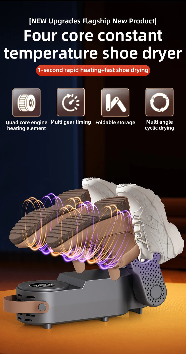 New 150W High Power Foldable Electric Shoe Dryer with Intelligent Timer Fast Drying Socks Glove Boot Heater Household Shoe Dryer