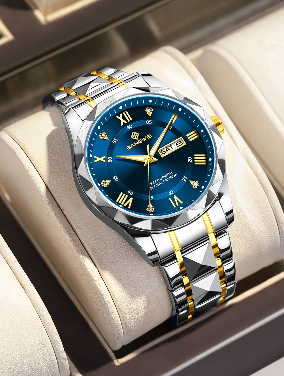 BANGWEI Elegante Luxus Quarz Damenuhr Mode Klassisch Einfach Edelstahluhren Automatisches Datum Wasserdicht Diamant Damen Armbanduhr