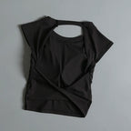 Sexy rückenfreie Sportweste Damen mit fixiertem Brustpolster Eng anliegend Schnell trocknend Schmale Passform Yoga Top Atmungsaktives Fitness-Shirt