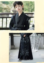Gut aussehende Jungen Verbesserter Hanfu Orientalischer chinesischer Stil High-End Tang Anzug Kinderauftritt Schwertkämpfer Traditionelles altes Kostüm