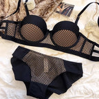 Mesh-Spitzenunterwäsche Damen Sexy kleiner Busen Push-Up-Dessous für Frauen BH-Sets Rot Weiß Hochzeitsmädchen Dicke Intimates BCD