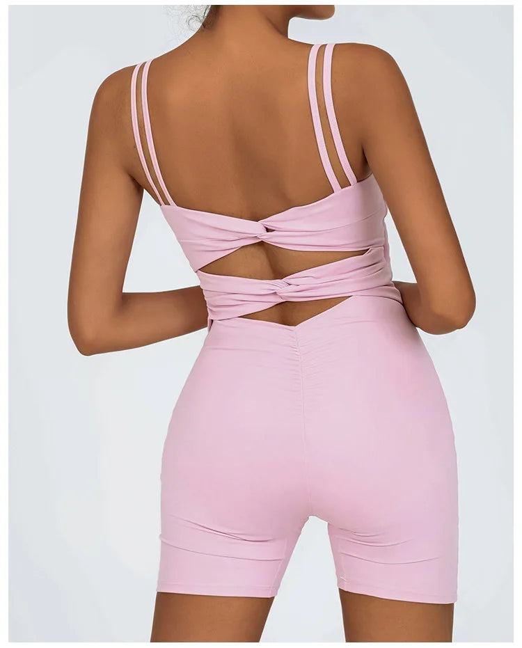 Greenora Damen Workout Strampler Sexy Rückenfrei Yoga Overall Eng Anliegend Body Fitness Activewear Ärmellose Sportbekleidung Einteiler