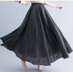 Neue 2020 Damen Leinen Baumwolle Lange Röcke Elastische Taille Plissierte Maxi Röcke Strand Boho Vintage Sommer Röcke Faldas Saia
