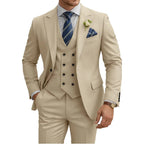 Herren 3-teiliger Slim Fit Anzug für Herren Zweireiher Hochzeits- Abschlussballanzug Formeller Business-Dinner-Smoking