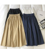 Damen Schwarzer Rock Midi High Waist Korean Style Plissiert A-Linie Vintage Kleidung 2026 Neue Sommer Casual Mode Damen Arbeitskleidung